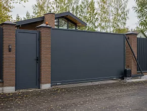 Откатные ворота из сэндвич панелей 3000x2400 купить Москва